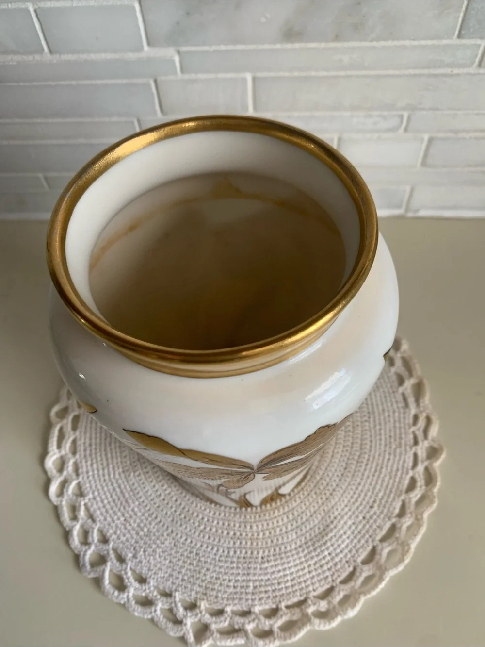 Vintage Stouffer Fine China Golden Orchid Vase | Signed Otto Podlaha | Gold Gilt